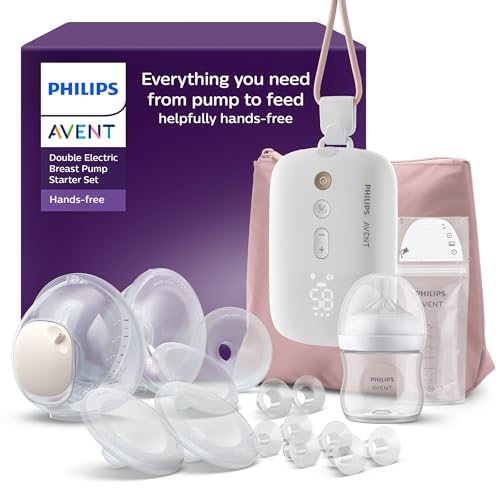 Philips Avent conjunto básico de extrator de leite mãos livres, motor com grande capacidade de sucção, imita o ritmo de ingestão do bebé, bombeia até 85 vezes por min, SCD553/11