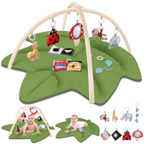 Lilian&Gema Gimansio de atividades para bebés, ginásio de jogos para bebé com 8 brinquedos sensoriais removíveis para estágios de desenvolvimento sensorial e motor, presente ideal para bebés (0-18