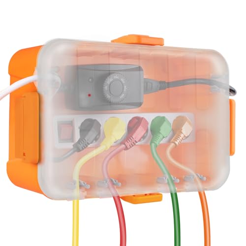 RESTMO Caixa de cabos impermeável extra grande IP54 para exteriores, tampa transparente, caixa elétrica resistente às intempéries, caixa de proteção para réguas, 32 x 22 x 13 cm, laranja