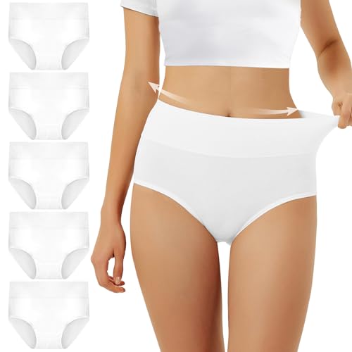 FALARY Cuecas de mulher, cintura subida, algodão, 5 unidades