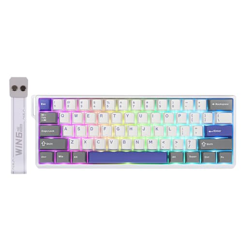 EPOMAKER Sala de aula WIN60 HE MAX teclado magnético, 60% com cabo, ação ajustável, taxa de sondagem de 8000Hz, interruptores Hall Effect, intercambiável a quente, para jogos de FPS, cinzento branco e