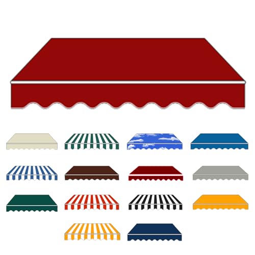 Toldo articulado impermeável, proteção solar, toldo para varanda: com moldura grossa, toldo extensível manual, prático e inoxidável, proteção UV (vermelho, 3 x 1,5 m)