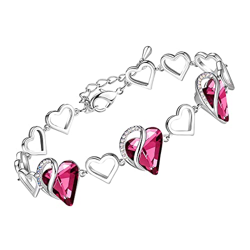 Leafael Birthstone Coração pulseira mulher | Birthstone pulseiras com cristais curativos | livre de alergias pulseira mulher com caixa de presente incluída