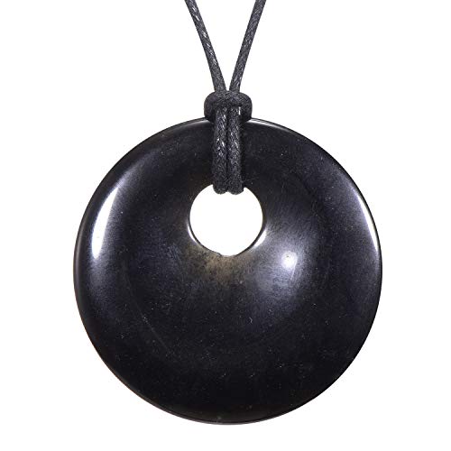 Morella Colar para mulher 80 cm e pingente de gem em forma de Donut em saco de veludo