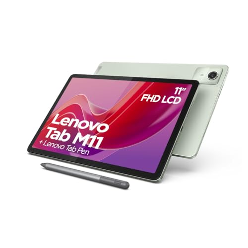 Lenovo Tablet Tab M11, ecrã táctil WUXGA de 11 polegadas, MediaTek Helio G88, 4 GB de RAM, 128 GB eMMC 5.1, Android 13, verde, inclui lápis Tab Pen
