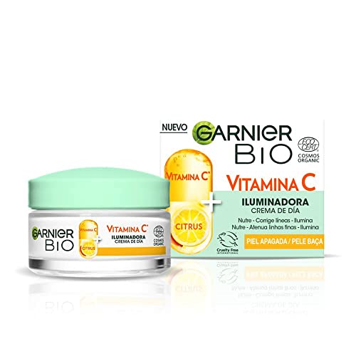 Garnier SkinActive Vitamina C Creme de dia iluminadora com vitamina C. Corrige linhas, manchas escuras e aumenta a luminosidade em 24 h. Fórmula vegana. 50 ml