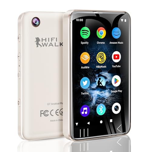 G7 MP3 Player with Spotify Camera, MP4 Player com Bluetooth e WiFi, 144 GB Android MP3 Player MP4 Player with Speaker, Amazon Music, Youtube, audible