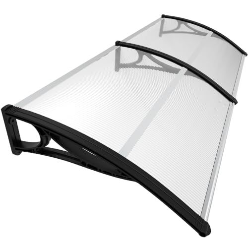VOUNOT® Toldo para portas e janelas, 200 x 80 cm, bainha de proteção com barra central, em poliéster, preto