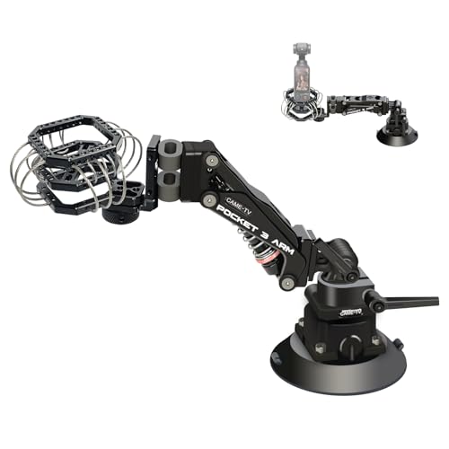 cametv Suporte de ventosa para câmara de carro para dji Osmo Pocket 3, estabilizador de montagem para câmara de ação, braço amortecedor compatível com dji Osmo Pocket/Insta360 (PK03)