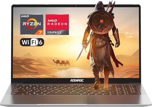 ACEMAGIC Computador portátil Gaming AMD Ryzen™ 7 5825U, 16,1 polegadas portátil, RAM 16 GB NVME SSD 512 GB, suporte retroiluminado, gráficos Radeon RX Vega 8, WiFi 6