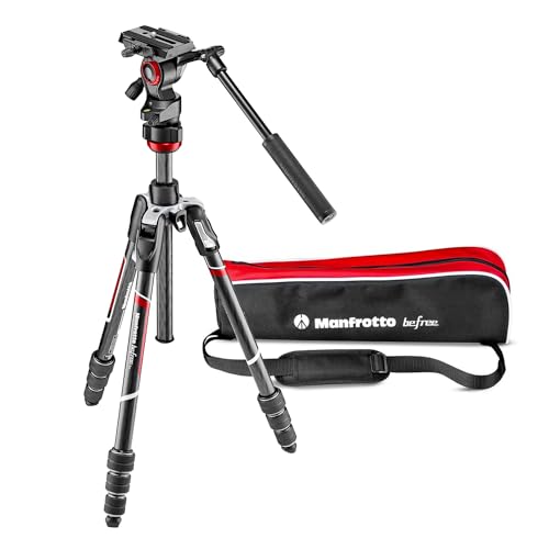 Manfrotto MVKBFRTC-LIVE Manfrotto befree Live Kit Twist Carbon com fluxo de cabeça de vídeo, branco/vermelho