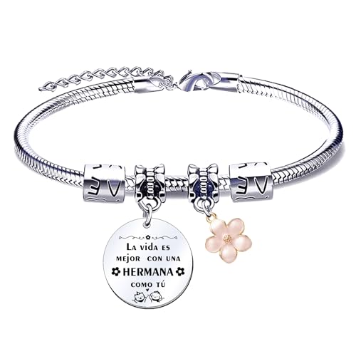 QTQTLP Pulseira irmã presente de irmã presente de irmã mais velha presente de aniversário irmã pulseira de aço inoxidável irmã pulseira personalizada mulher irmã pulseira de irmã para a melhor irmã