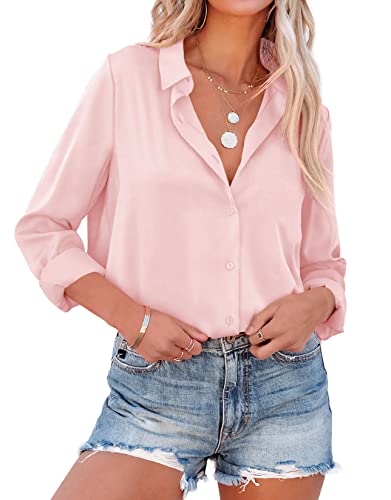 NONSAR - Blusa elegante de manga comprida para mulher com gola alta, blusas de escritório, tops casuais