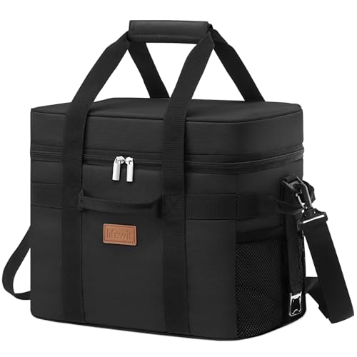 Lifewit Geladeira portátil 20 l, bolsa térmica grande, Cooler Bag dobrável com várias alças, bolsa de frigorífico para homem e mulher, suporte de alimentos para piquenique, campismo, churrasco, preto
