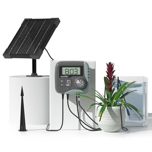 RAINPOINT Kit de rega automática por gotejamento solar, sistema de rega automático de 45 L/H com bomba programável, bateria de 2600 mAh, para vasos de férias, varanda, jardim