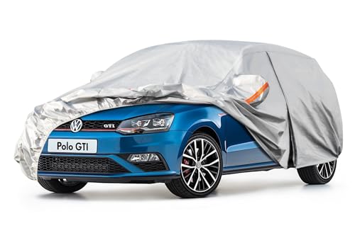 Kayme Capa de carro exterior, compatível com Volkswagen Polo (1981-2025), capa para carro impermeável, respirável, anti-UV, anti-pó, de 6 camadas, cobertura de carro com fecho de correr e forro de