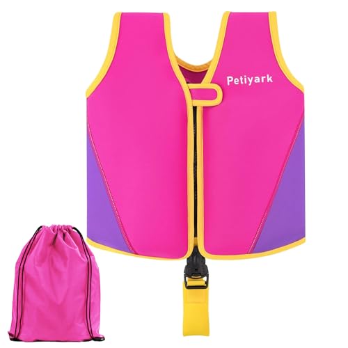 Petiyark Colete de natação para crianças, colete flutuante de neoprene para bebé, leve e confortável, aumentar a flutuabilidade, casaco de natação para crianças para aulas de natação, praia e parques
