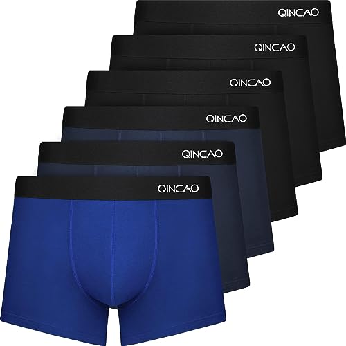 QINCAO Cuecas tipo boxers para homem, embalagem de 6 unidades, não arranham a pele, roupa interior de algodão (tamanho S-4XL)