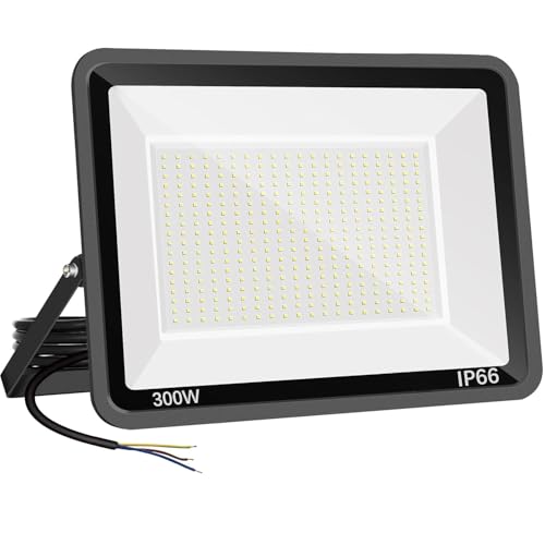 Niserelesa Focos LED para exterior, 300 W, IP66 impermeável projetor LED, branco quente 3000 K 30000 Lumen Floodlight para casa, garagem, pátio, terraço, campo