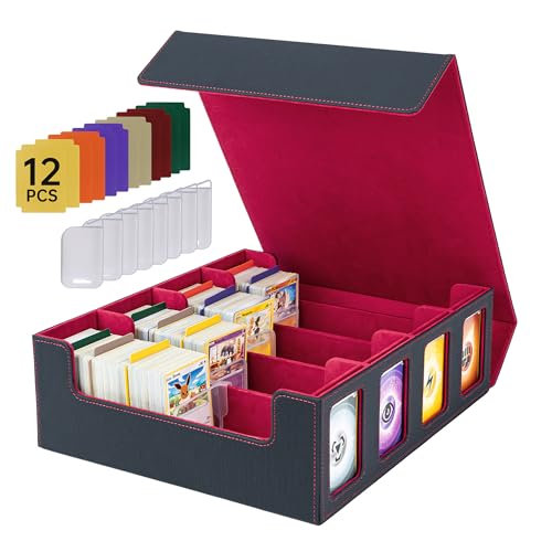 Tolesum Commander Deck Box para MTG, caixa de armazenamento de cartas para 2400 cartas, caixa de cartas colecionáveis com 8 divisores de cartas ajustáveis para YuGiOh, MTG, cartas desportivas