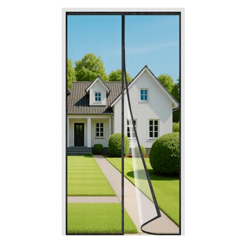 4UMOR Mosquiteira de porta magnética, 75 x 200 cm, faixa de 3,8 cm, sem perfuração, cortina mosquiteira exterior com fecho automático para varanda, cozinha, quarto, correr, garagem ou pátio