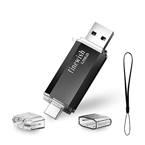 Tipo C memória USB 128 GB, Pendrive USB C 128 GB 2 em 1 tipo C e USB 2.0 memória flash 128 gb para smartphones Android, Windows, Android, Pc, tablets, armazenamento de dados externo etc. (preto)
