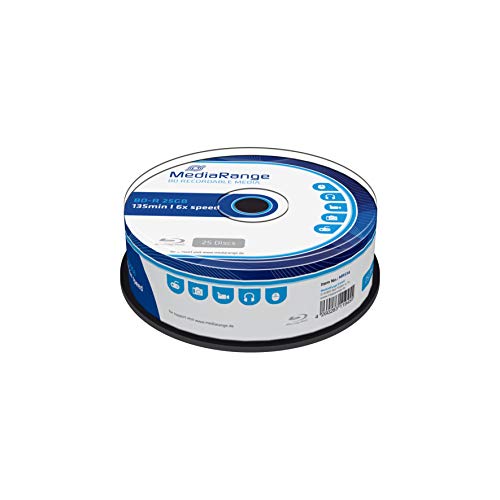MediaRange - BLU-Ray Disc BD-r, 25 GB / 135 min, 6X, impresso, 25 peças em caixa