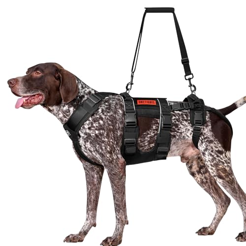 OneTigris Arnês para cães, arnês de apoio SKYEWALKER, arnês de elevação ajustável com 2 asas para apoio e reabilitação, adequado para cães médios e grandes, preto, L