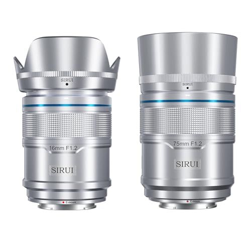 SIRUI Sniper 16 mm, conjunto de lente de foco automático de 75 mm, F1,2 alvo grande angular APS-C, E Mount lente para A6400, A6700, ZV-E10, FX3/30 (E Mount, Silvery)