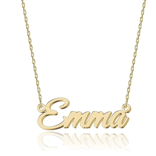UMAGICBOX Colar personalizado com nome | Escolha entre 14 estilos de fonte | pendente personalizado de aço inoxidável banhado a ouro de 18 K e prata de lei | presente para ela