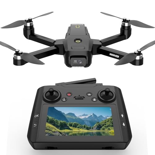 Drone GPS com câmara para adulto iniciante, ecrã LCD HD de 4,5", cartão SD de 32 GB profissional drone Follow Me com rastreamento automático, voo circular posicionamento ótico, 3 velocidades