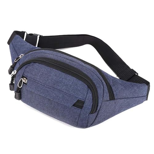 Bolsa de cintura para mulher e homem com 4 bolsos com fecho de correr, mochila para desportos ao ar livre, impermeável com alça ajustável de, para corrida, desportos, caminhadas, unissexo, azul, Não