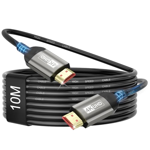 Nersligek 4K Cabo HDMI 10 m, HDMI 2.0 cabo com ARC UHD HDR 3D de alta velocidade 18 Gbps Ethernet, cabo HDMI para barra de som TV Blu-Ray projetor portátil TV PS4/PS5 consola PC monitor