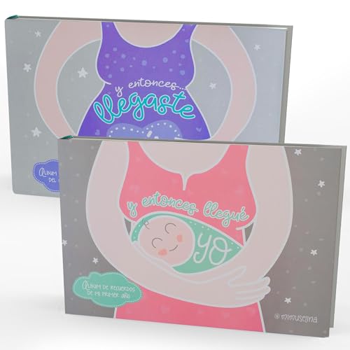 MIMUSELINA Álbum de gravidez 9 meses + álbum memórias bebé primeiro ano - presente futuras mães para fotos lembrança e pensamentos - presente para gravidez e mãe pela primeira vez - inclui gestograma