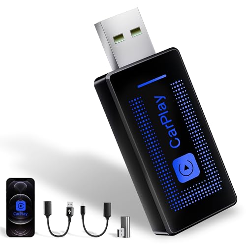 Alltolink Adaptador sem fios CarPlay melhorado (2025) para telefone: conversor USB Plug & Play, reconexão automática, compatível com veículos de 2016 e iOS 10+