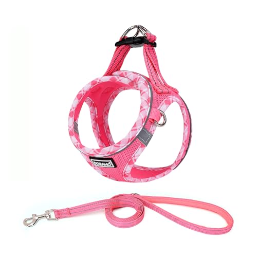 DORAMIO Arnês de cão pequeno, arnês antipuxões refletor confortável respirável arnês colete para cães pequenos gatos, cachorros (XL, fúcsia)