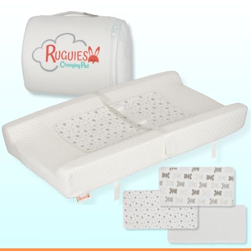RUGUIES - Trocador de bebé colchão para móveis confortáveis 3 protetores adicionais- tapete para mudar fraldas macia e impermeável- Arnês de fixação e base antiderrapante- 80 x 42 cm - OEKO-TEX.
