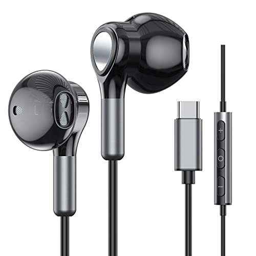 Auriculares USB C para Samsung Galaxy S23 S24 S22 Ultra S21 FE S20 A53 A54 A55 auriculares USB tipo C com microfone intra-auditivos com cabo tipo C para iPhone 15 Pro MAX iPad Pro Air 5/Mini 6, Pixel