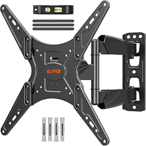 ELIVED Suporte de parede rotativo inclinável para a maioria das televisões LED, LCD, OLED planos e curvos de 26 a 55 polegadas de até 40 kg, com VESA máximo de 400 x 400 mm EV009