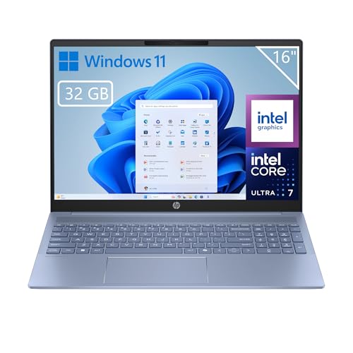 HP OmniBook 5 16 Computador portátil Intel Ultra 7-255U, 32 GB RAM, 1 TB SSD, Intel Graphics, Windows 11 azul, teclado QWERTY espanhol