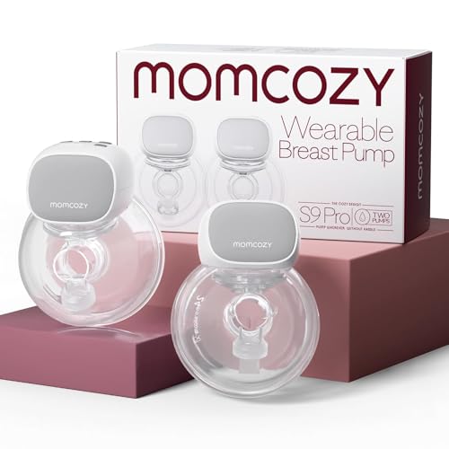 Momcozy S9 Pro Saquetes elétricos atualizados, removedor de leite mãos livres com ecrã LED, extrator de leite elétrico portátil com 2 modos e 9 níveis (cinzento, pacote de 2 unidades)