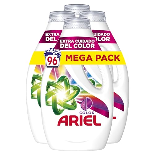 Ariel Detergente máquina de lavar líquido 96 lavagens (4 x 24), cor, sabão cuidado extra da cor, limpeza melhorada com a tecnologia de limpeza em ciclos frios