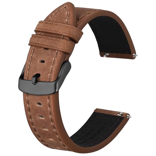 BISONSTRAP Correias de relógio de couro, correia de substituição de libertação rápida para homens e mulheres, 18 mm 19 mm 20 mm 21 mm 22 mm