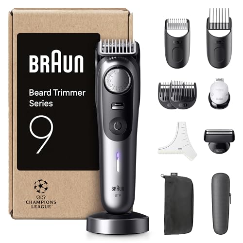 Braun Aparador de barba série 9 BT9545, 11 acessórios para barba, 52 comprimentos, ProBlade, cromado