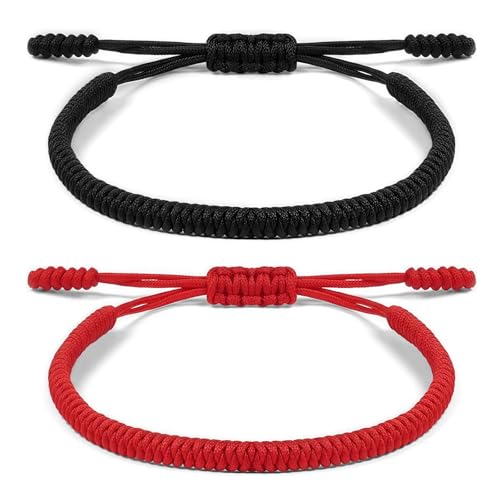 Aucuu Pulseiras da amizade, pulseiras trançadas ajustáveis à mão, pulseiras tibetanas e presente budista, pulseira de boa sorte para amigos, casais, presente de graduação