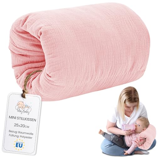 Totsy Baby Almofada musselina amamentação bebé 20 cm - almofada de manga ou bracelete para alimentação do bebé pequena almofada para meninas e meninos almofadas grávidas Oeko-Tex rosa pó