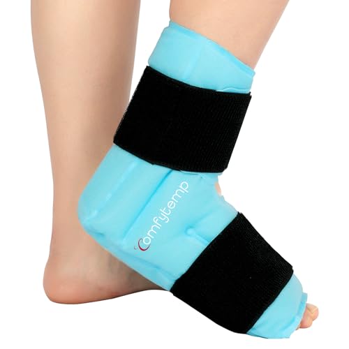 Comfytemp Grande bolsa de gelo para tornozelo e pé para alívio da dor, terapia de frio e calor para fascite plantar, entorse do tornozelo, inchaço, tendência de alquiles, 1 unidade
