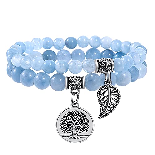 Farfume Pulseiras de chakra para mulher - pulseira de cristais de pedras curativas para mulher pedras preciosas naturais ioga Reiki bracelete - um conjunto de pulseiras duplas