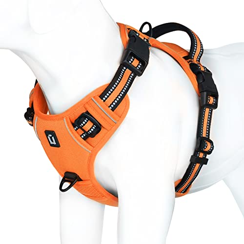 Arnês antipuxões, grande médio pequeno arnês peito antipuxões cães com alça acolchoada, ajustável respirável refletores confortável para cães para treino e correr