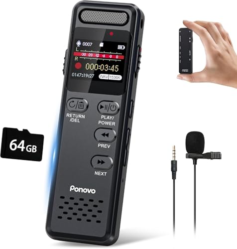 96 GB gravador de voz 100 H gravação contínua, gravador digital ativado por voz 1536 Kbps HD com microfone ext, 1100 mAh gravador de voz pequeno com senha para reunião entrevista classe